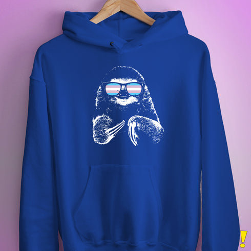 Pride Sloth Transgender Flag Sunglasses Hoodie - Royal Blue